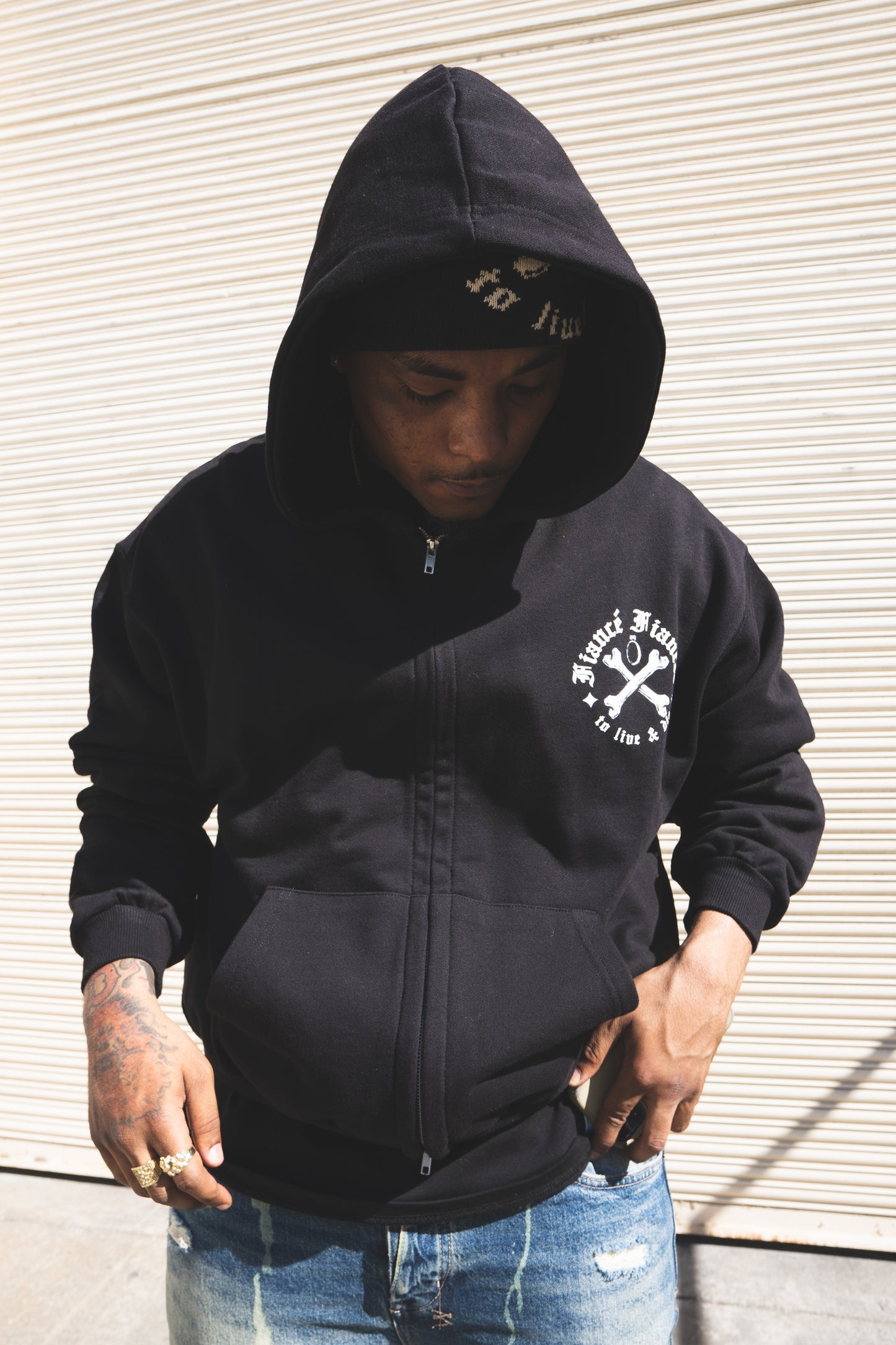 BONE ZIP HOODIE